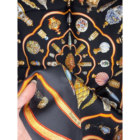 Hermes Black Perfume Bottle Silk Scarf 35in x 35in - Picture 2 of 5